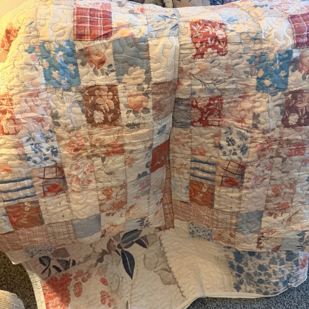Floral Patchwork Quilt Multi Color Cottagecore Farmhouse Bedding 96" x 108" - Picture 11 of 15